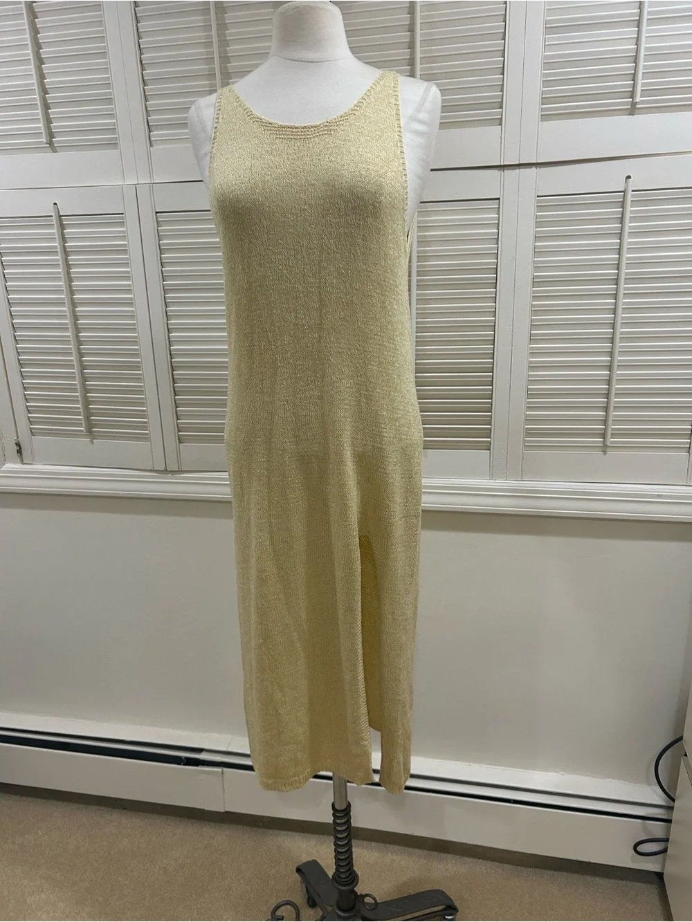 Light Yellow Knit Tank Dress - Women